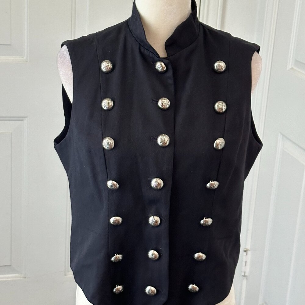 Vintage Military Band Vest Silver Button Steampunk Regency Costume Medium